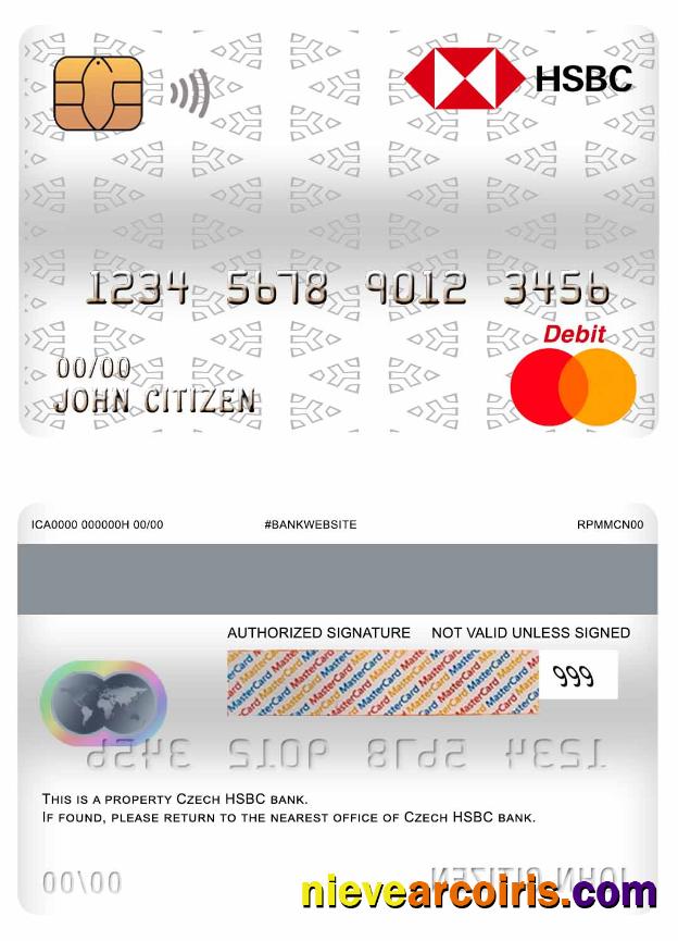 Czech HSBC bank master debit card